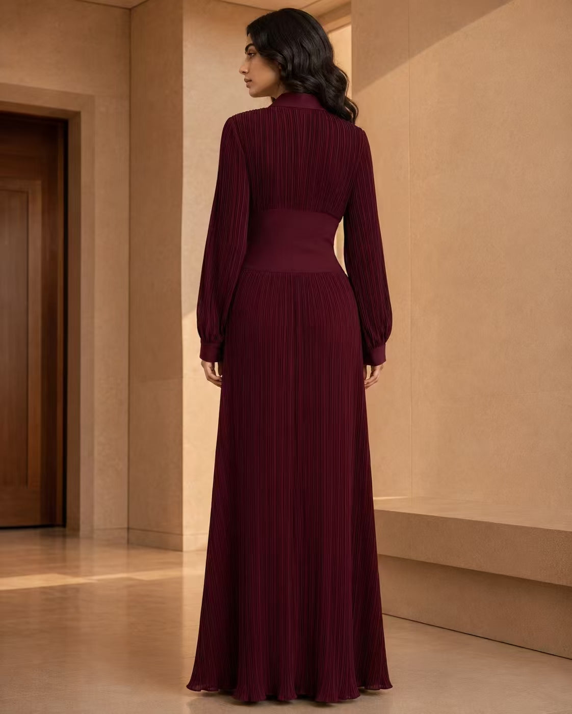 The Eternal Muse Pleated Maxi Dress with Cinched Corset Waist