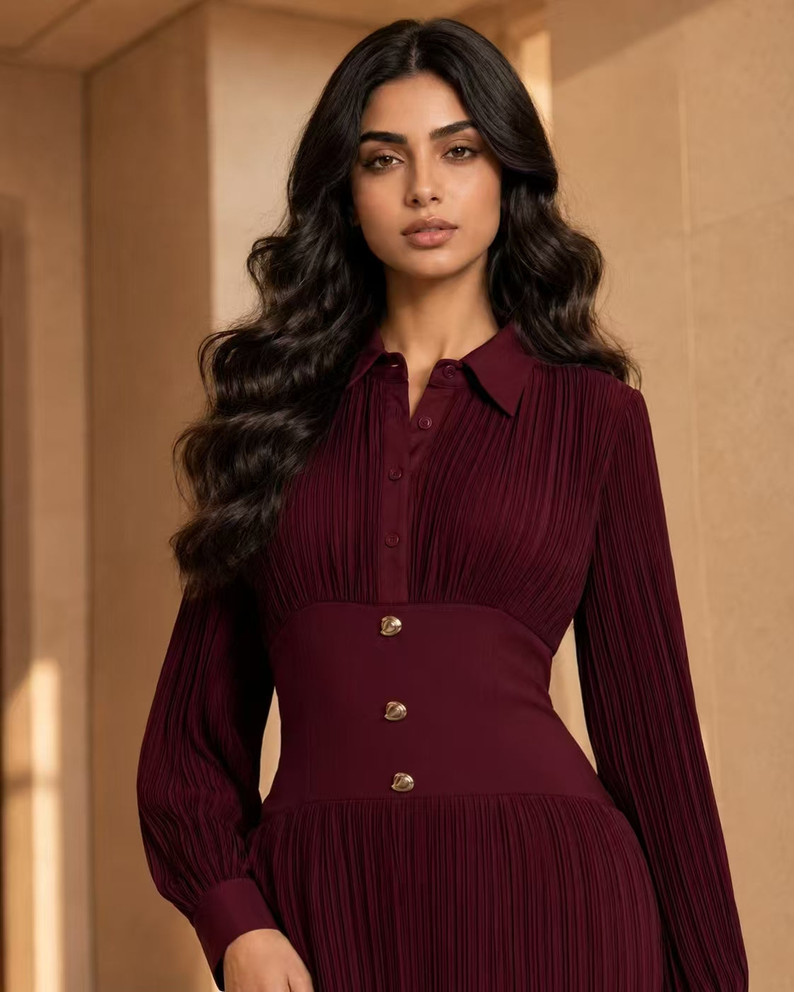The Eternal Muse Pleated Maxi Dress with Cinched Corset Waist