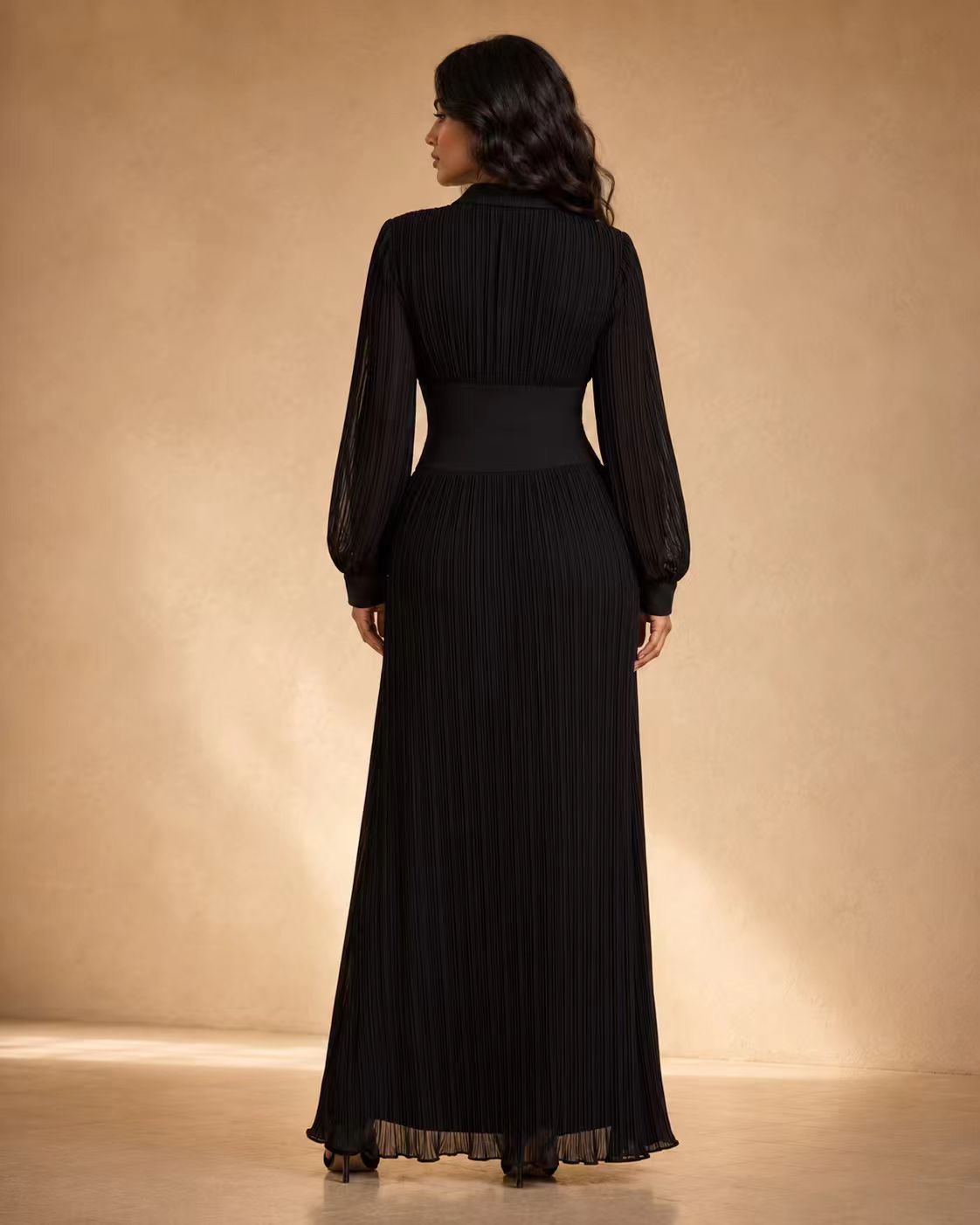 The Eternal Muse Pleated Maxi Dress with Cinched Corset Waist